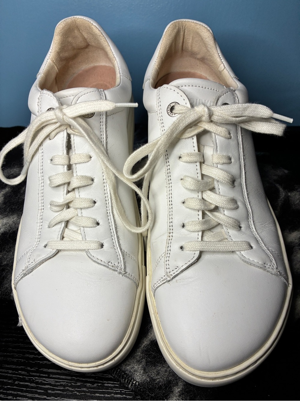Birkenstock White Leather Low-Top Lace-Up Sneakers